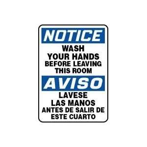 NOTICE WASH YOUR HANDS BEFORE LEAVING THIS ROOM (BILINGUAL 