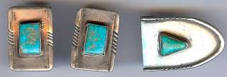 VINTAGE NAVAJO INDIAN STERLING SILVER & TURQUOISE BUCKLE FINDINGS 