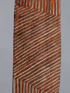 ABORIGINAL INCISED OCHRED WUNDA SHIELD WEST AUSTRALIA  