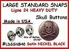 50 Sets All 4 parts ~ DULL NICKEL ~ SKULL Leather SNAP 