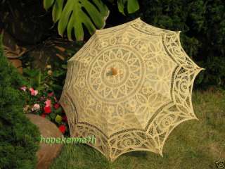Battenburg full lace Yellow wedding parasol umbrella  