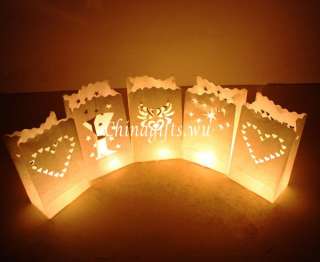 10 white paper candle lantern bags wedding party favor  