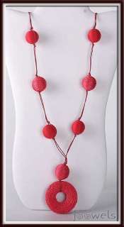 SALE Red Soutache Beaded Flapper Necklace long  