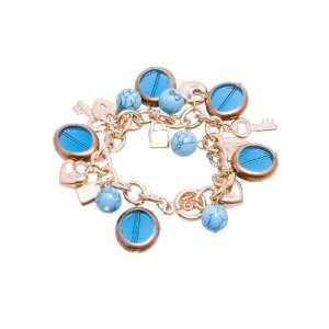 Venetian glass and blue turqouise with gold plated charms and chain