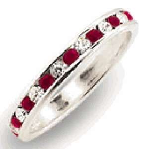  ET 18 Simulated Ruby with alternating white stone Eternity 