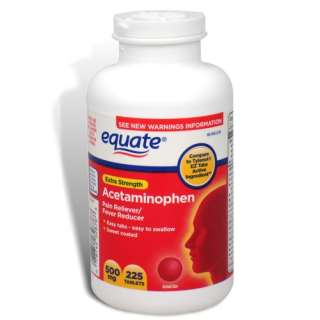 Acetaminophen 500 mg Extra Strength 225 Tablets, Equate  