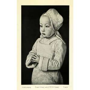  1932 Print Child Praying Medieval Middle Ages French 
