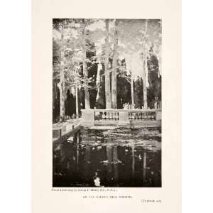  1905 Print Madrid Spain Floral Botanical Garden Pond 