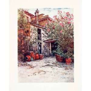   Oleander Tree Farmhouse Villa House Goff Flower   Original Color Print