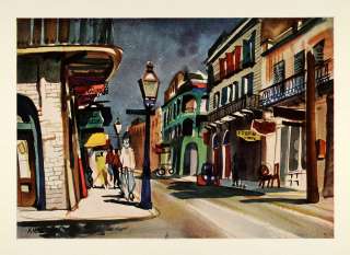  Orleans Louisiana Morning Cityscape Dong Kingman Watercolor Art  