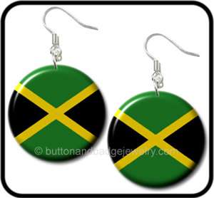 JAMAICAN FLAG* Rasta National Pride Button EARRINGS  