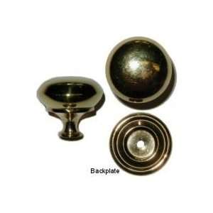  Turned Knob with Backplate   Brass   1 1/4