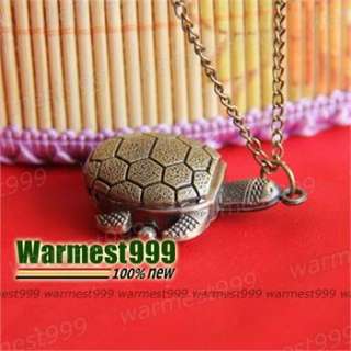   Vintage Charm Turtle Quartz Pocket Watch Pendant Necklace HB072  