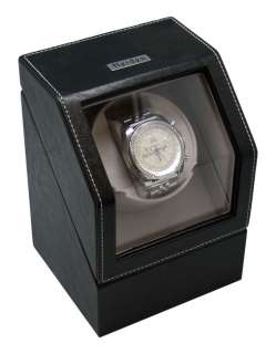   Single Watch Winder   Black Leather   Battery or A/C HD009  