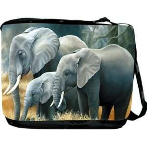  Grey Elephants Painting Messenger Bag   Book Bag   School 