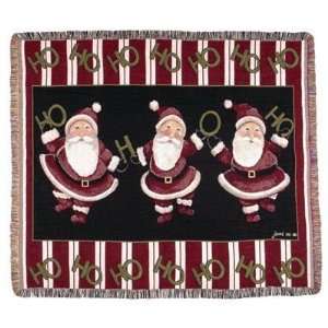 Dancing Santas Ho Ho Ho Christmas Tapestry Throw Blanket 50 x 60