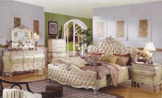   Tufted Leather Queen Bedroom Set(Bed, Dresser &Chest & Nightstand
