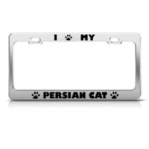 Persian Cat Chrome Animal Metal License Plate Frame Tag Holder