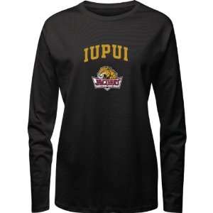  IUPUI Jaguars Black Womens Arch Logo Long Sleeve T Shirt 