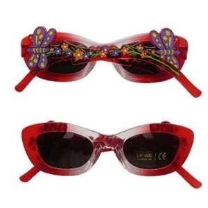  Kids Butterfly Sunglasses with 400% UV Protection, Red 