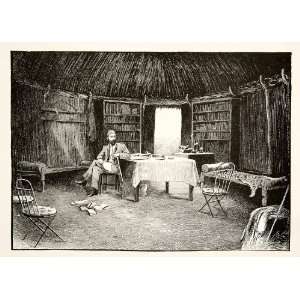  1890 Wood Engraving Emin Pasha Governor Home Equatoria 