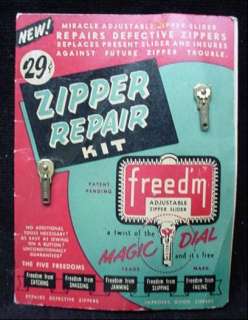 Cool Retro Advertising Vintage ZIPPER REPAIR KIT Freedm Slide 