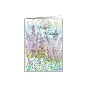  Flower fairy Purple Lupine Chamomile Collage Birthday Card 