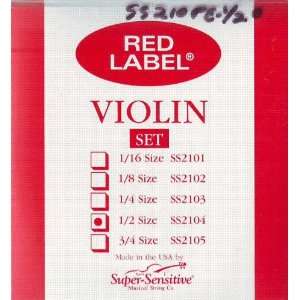  Super Sensitive Violin Set Plain E Red Label 1/2 Size 