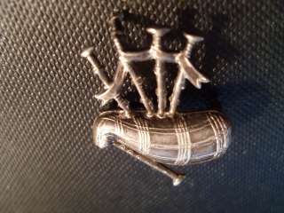 Vintage Scottish Sterling Silver Bagpipes Pin  