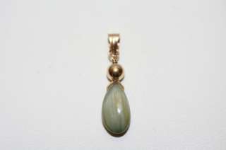   pure solid yellow gold natural Cabachon African Cat Eye pendant charm