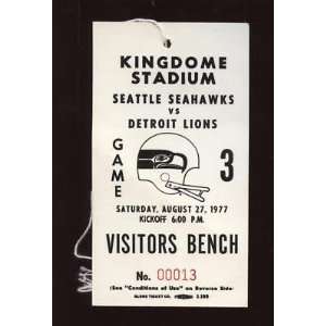  1977 Detroit Lions @ Seattle Seahawks Visito Bench Pass 