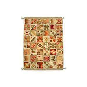  NOVICA Wool rug, Ancient Symbols (6x8)