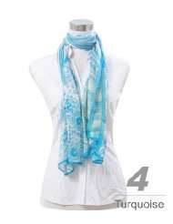 New Gradual Curves with Floral Design Viscose Scarf