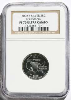 2002 S PF 70 Silver Ultra Cameo State Quarters Set NGC  