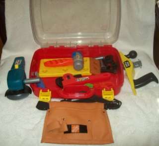   Assorted Workbench Tools W Plastic Case &  Tool Holder Apron