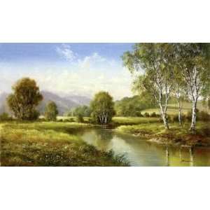  Quiet Pond by H. Buchner 40x24 Patio, Lawn & Garden