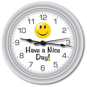 RETRO SMILEY FACE WALL CLOCK   HAVE A NICE DAY SIGN  