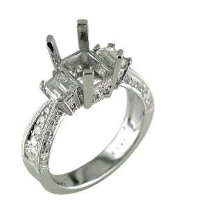  0.92 Ct Antique Style Diamond Engagement Ring Setting in 