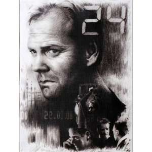  Kiefer Sutherland in 24 Sketch Portrait, Charcoal Graphite 