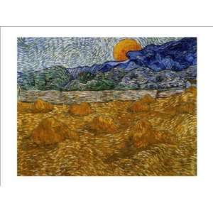  Landscape with Wheat Sheaves and Rising Moon by Vincent 