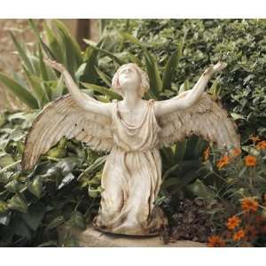  Angel Garden Statue/ Polystone/ Rn/White Wash Polyst Patio, Lawn