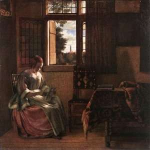   24x36 Inch, painting name Woman Reading a Letter, By Hooch Pieter de