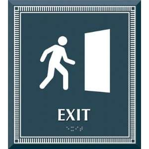  Exit w/Man/Door Symbol and Border Sign, 8.375 x 9.375 