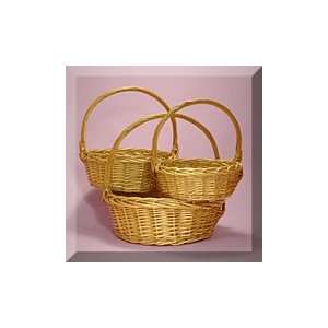  1ea   Angers 3 Pcs Natural Round Willow Basket Set 