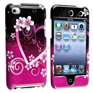 Deluxe Purple Heart 2D Hard Snap on Case Cover for iPod Touch 4th Gen 