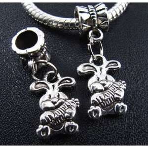  Silver Rabbit/Corn Dangle Charm Bead for Bracelet or 
