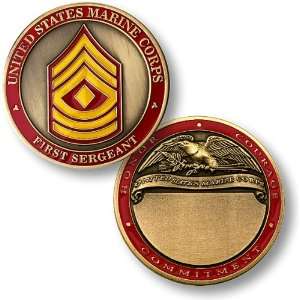   Marines First Sergeant Engravable Challenge Coin 