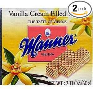 Manner Cream Filled Wafers, Vanilla, 2.11 Ounce Packages (Pack of 2)