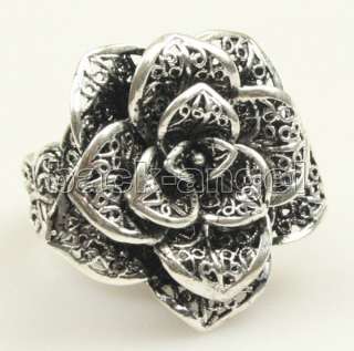 NEW Adjustable Fashion Tibet Silver Rose Ladys ring  