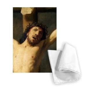 Christ on the Cross, detail of the head (oil   Tea Towel 100% Cotton 